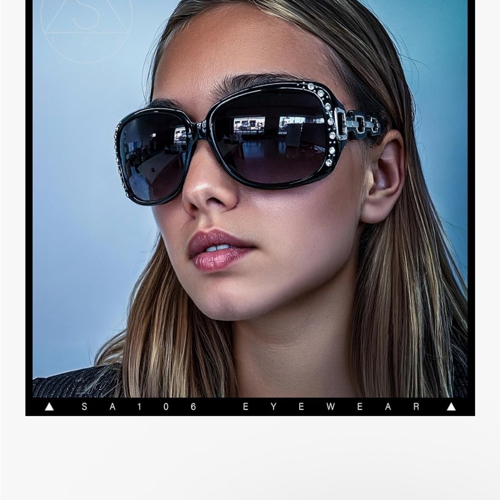 Women’s Oversized Purple Gradient Sunglasses with Crystal Accents